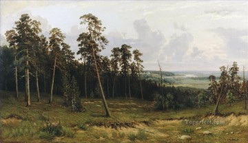 150の主題の芸術作品 Painting - カマ川のモミの森 1877 古典的な風景 イワン・イワノビッチの木